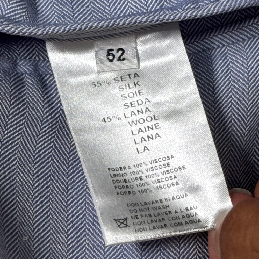 Versace Collection‎ Blazer Mens 52IT(42) Blue Silk Wool Herringbone Unstructured
